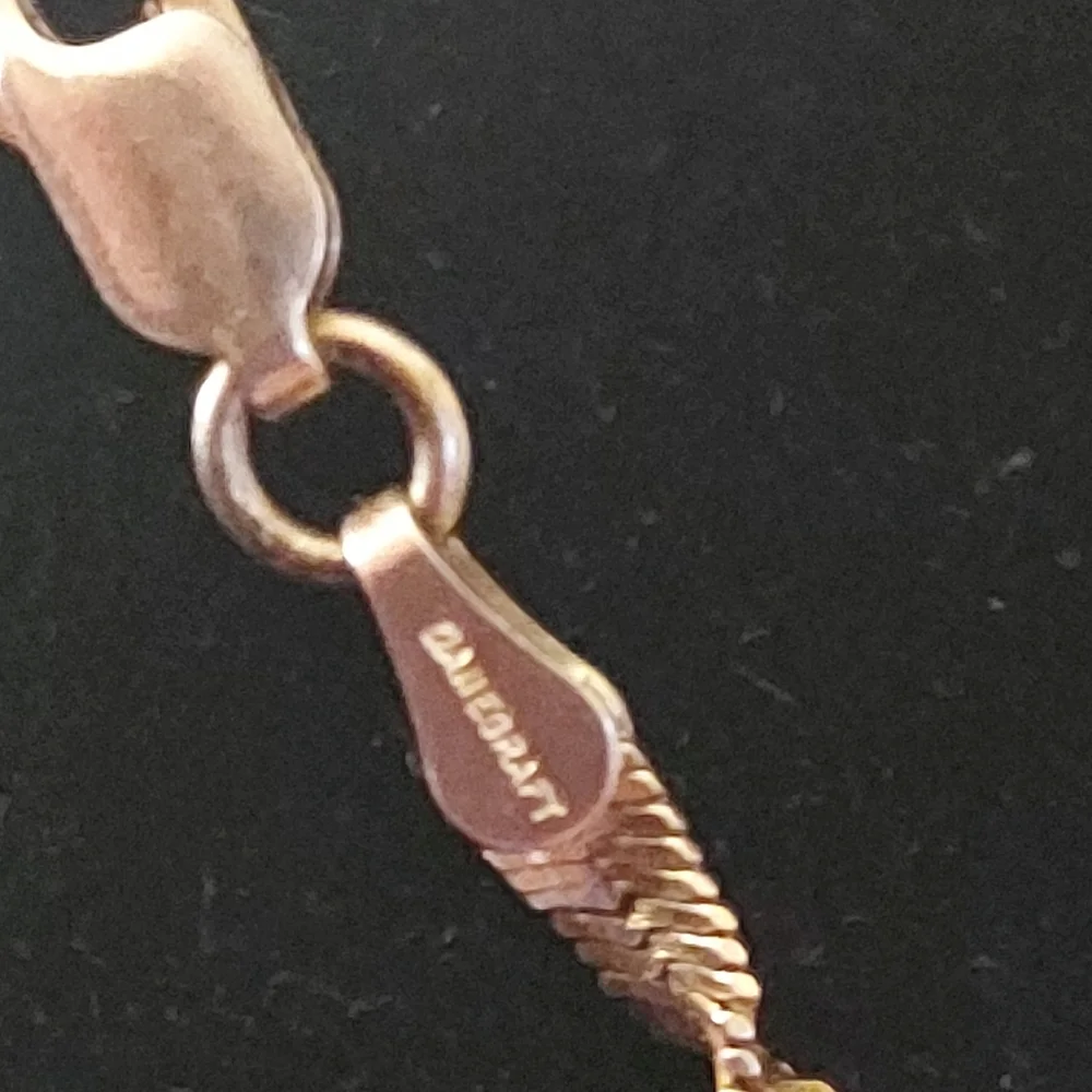 Vintage Danecraft Twisted Herringbone Gold Plate on Sterling Silver Necklace